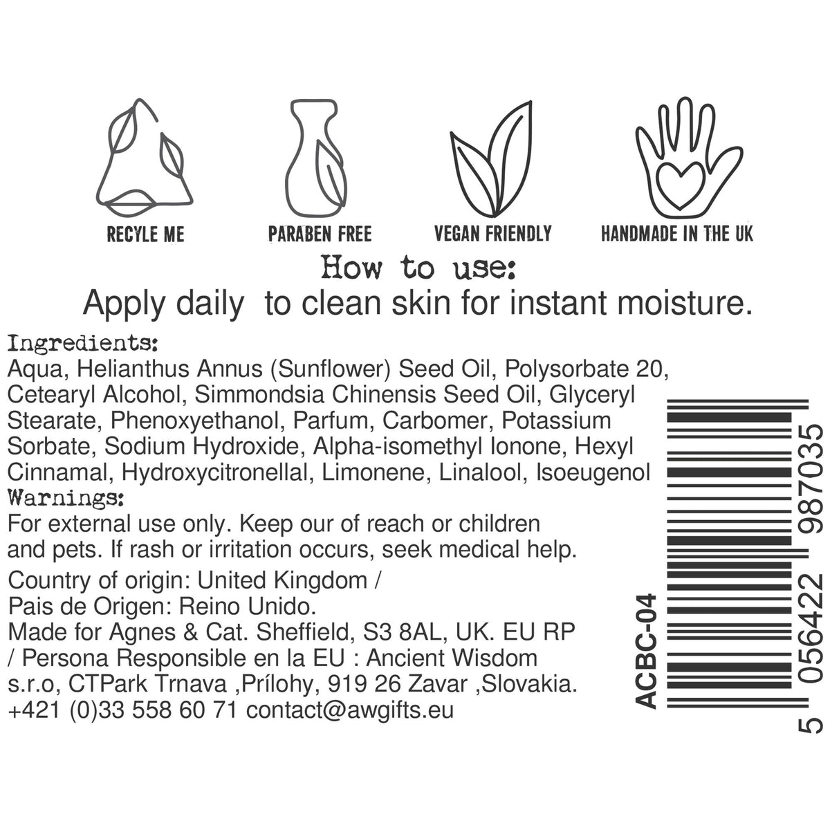  Pamperandpost Agnes + Cat Hand & Body Cream - Moroccan Roll Agnes + Cat Hand and Body Creams