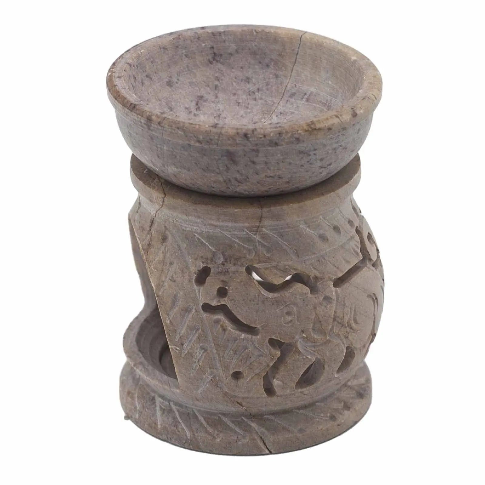  Pamperandpost Soapstone Oil Burner – Small Elephant Design (8cm) for Natural, Hand‑Carved Home Fragrance Soapstone Oil Burners