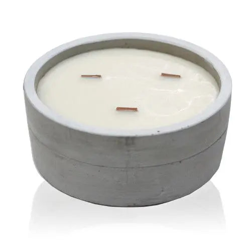  Pamperandpost Large Round - Patchouli & Dark Amber Concrete Wooden Wick Candle