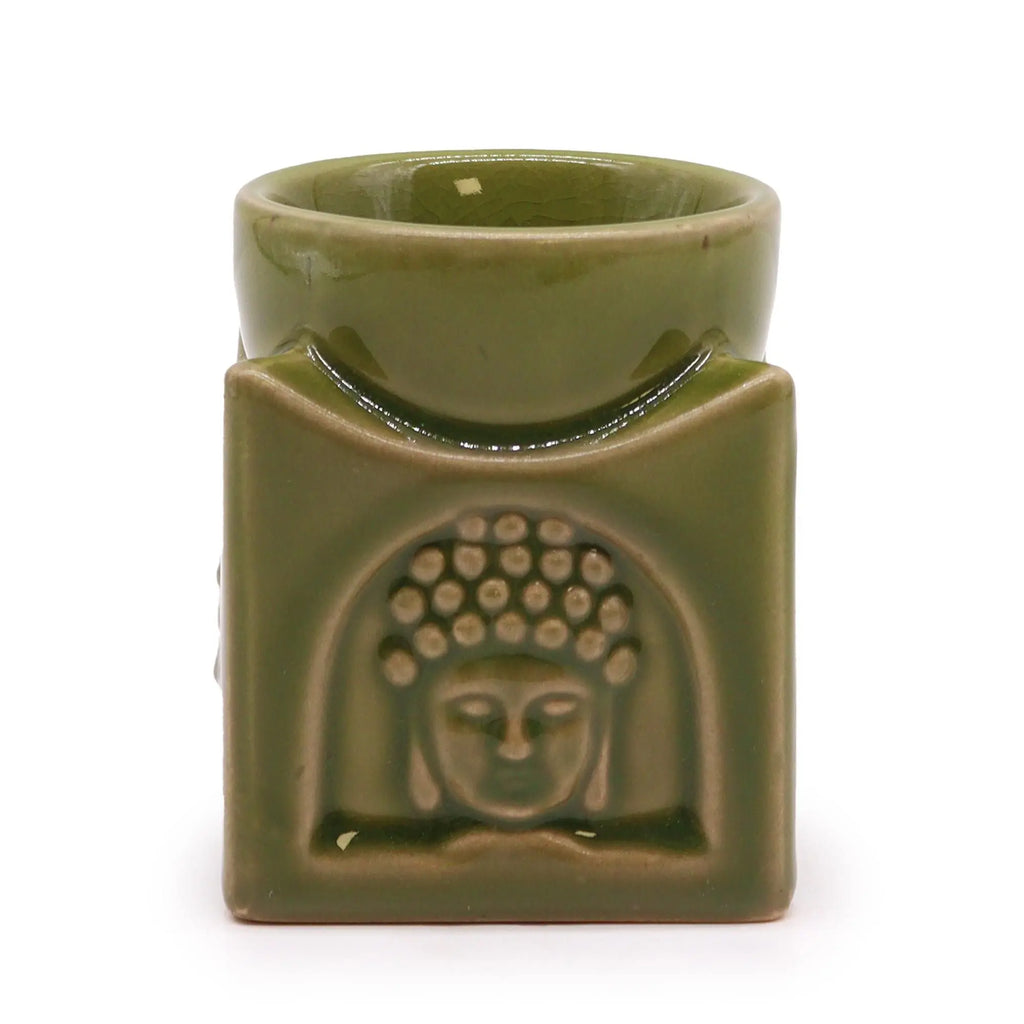  Pamperandpost Light Jade Square Buddha Oil Burner for Calm, Fragrant Home Atmosphere Classic Buddha Oil Burners