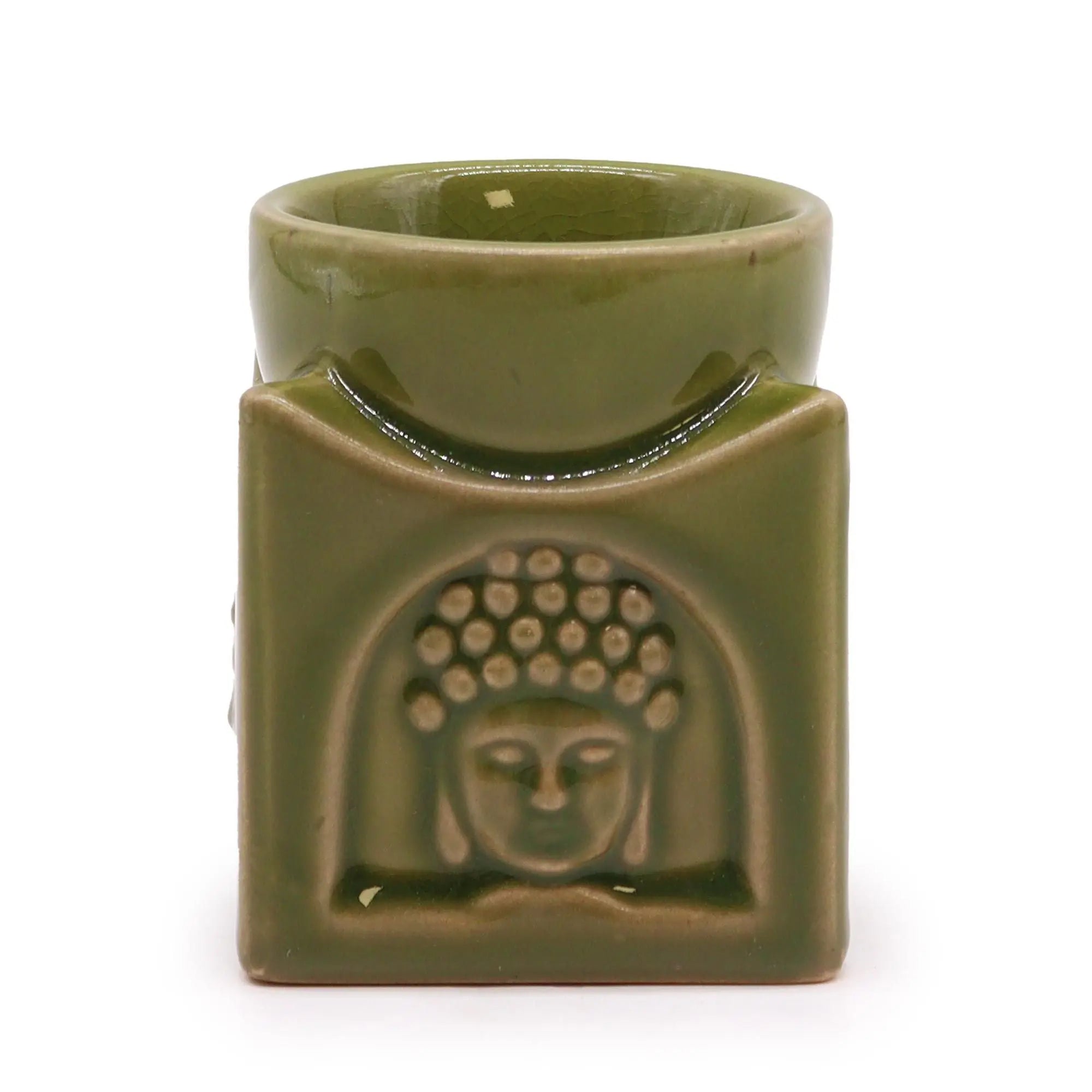  Pamperandpost Light Jade Square Buddha Oil Burner for Calm, Fragrant Home Atmosphere Classic Buddha Oil Burners