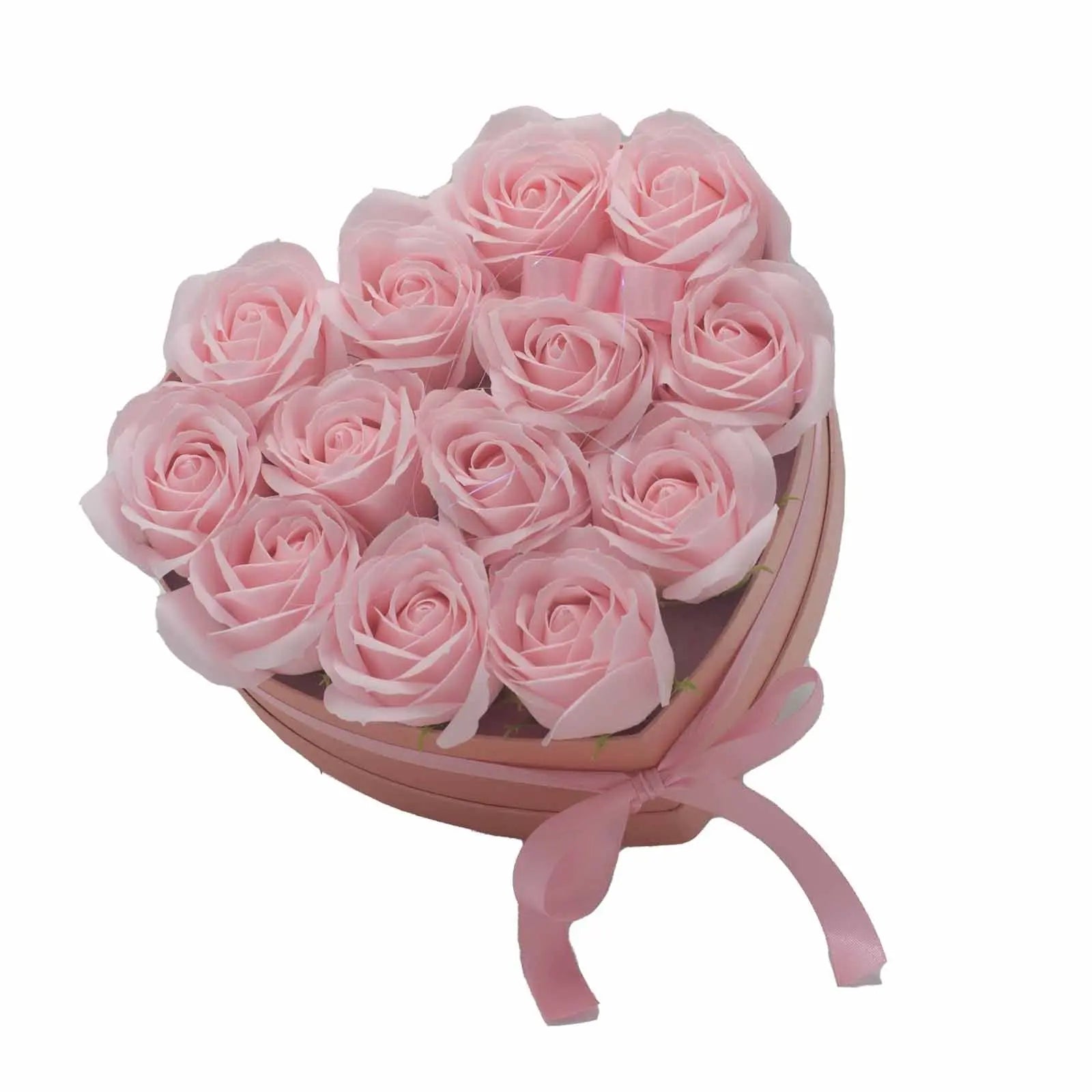Pamperandpost Soap Flower Gift Bouquet - 13 Pink Roses - Heart