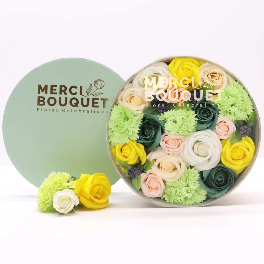 Pamperandpost Round Box - Spring Celibrations - Yellow & Greens
