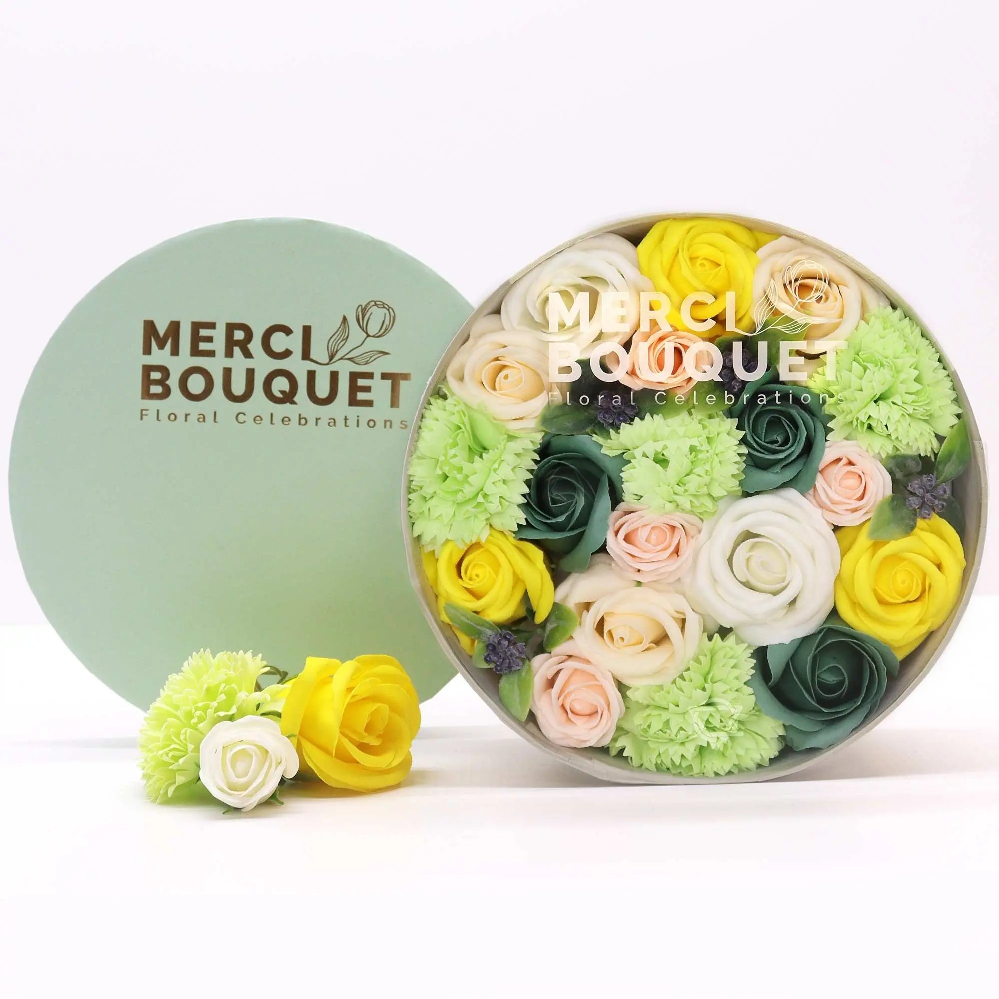 Pamperandpost Round Box - Spring Celibrations - Yellow & Greens