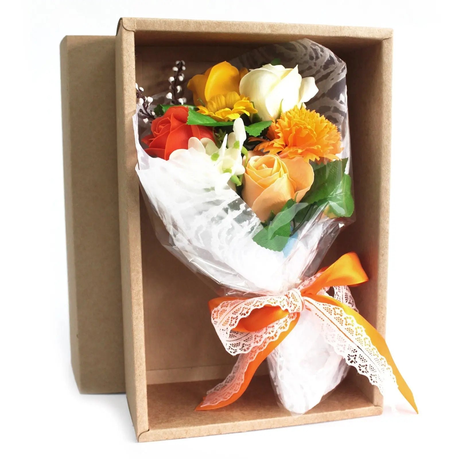 Boxed Hand Soap Flower Bouquet - Orange AW Dropship UK