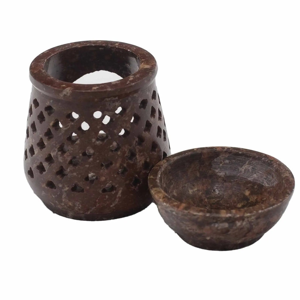  Pamperandpost Soapstone Oil Burner – Classic Hand‑Carved Design (8cm) Soapstone Oil Burners
