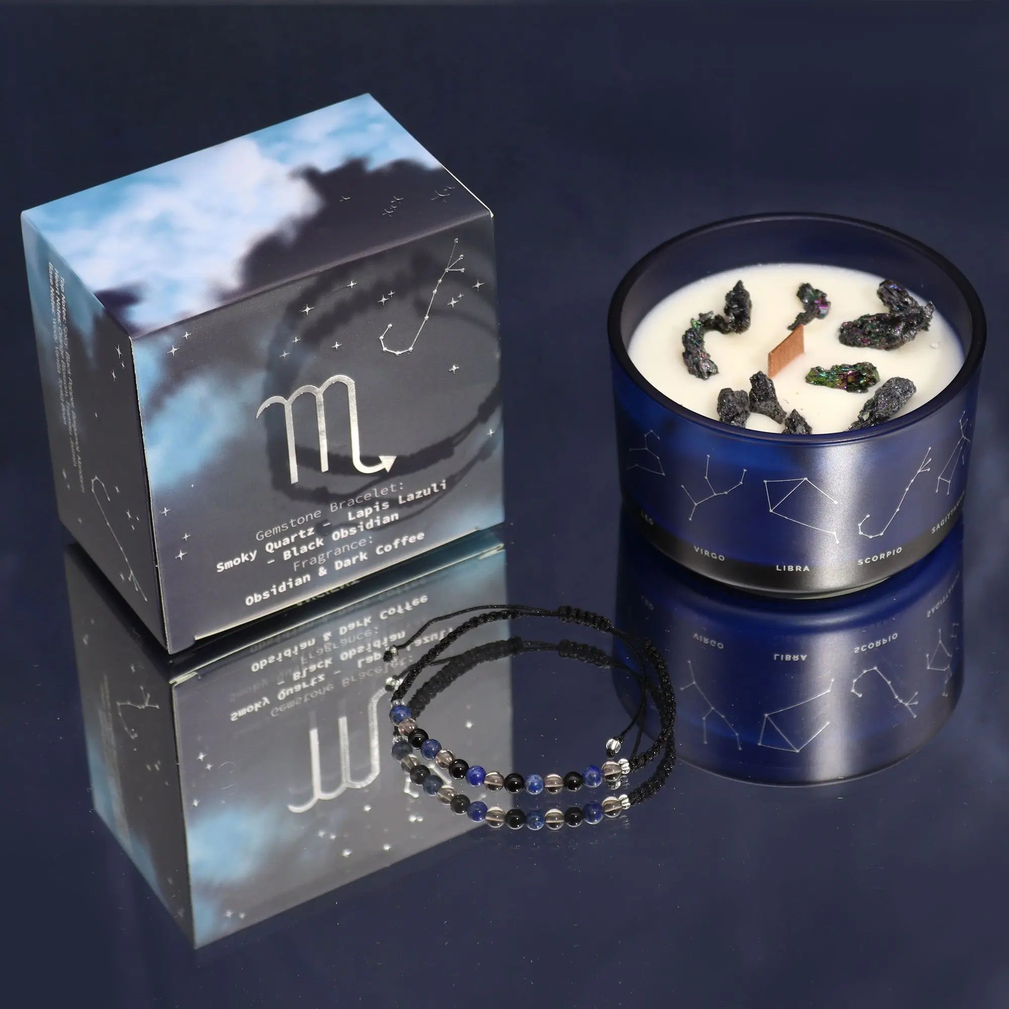  Pamperandpost Zodiac Crystal Candle with Gemstone Bracelet - Scorpio Zodiac Crystal Candles with Gemstone Bracelet