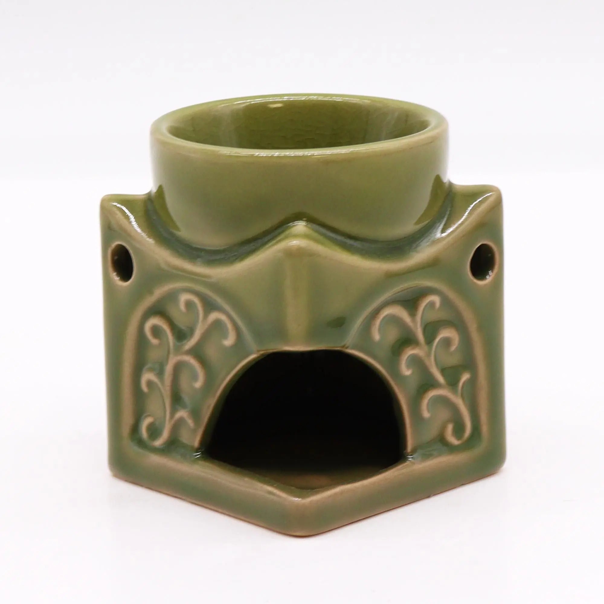  Pamperandpost Light Jade Square Buddha Oil Burner for Calm, Fragrant Home Atmosphere Classic Buddha Oil Burners
