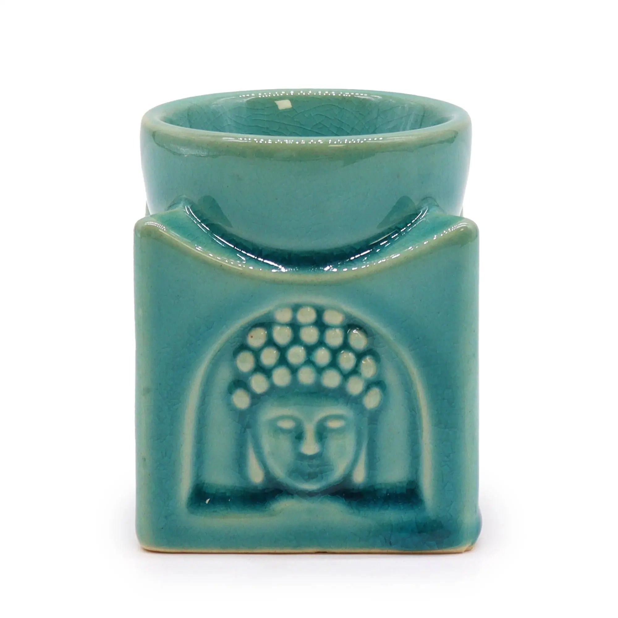  Pamperandpost Buddha Oil Burner – Square Buddha Burner in Soft Turquoise for Calm, Fresh Home Fragrance Classic Buddha Oil Burners