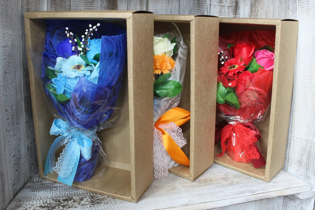 Pamperandpost Red Boxed Hand Soap Flower Bouquet - Special Soap Flower Bouquets