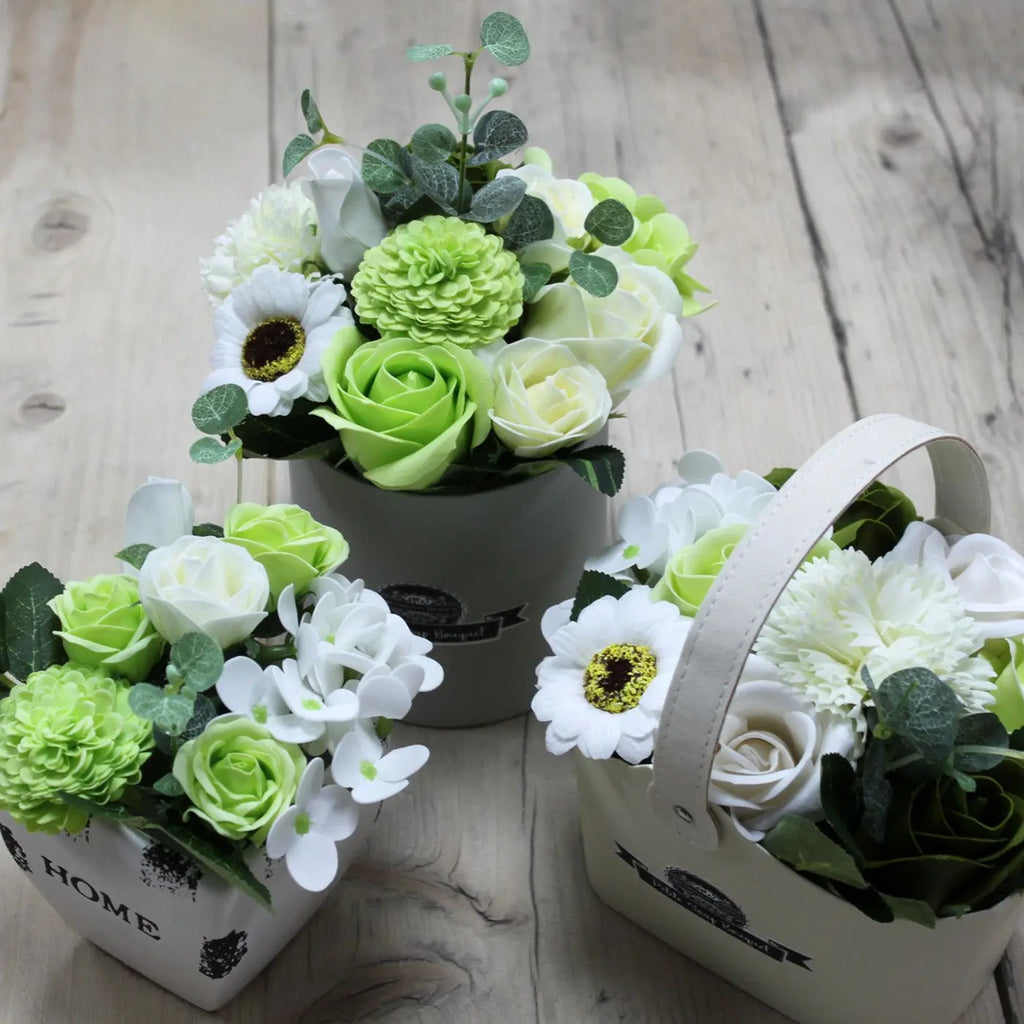  Pamperandpost Bouquet Petite Basket - Pastel Green Petite Soap Flower Bouquets