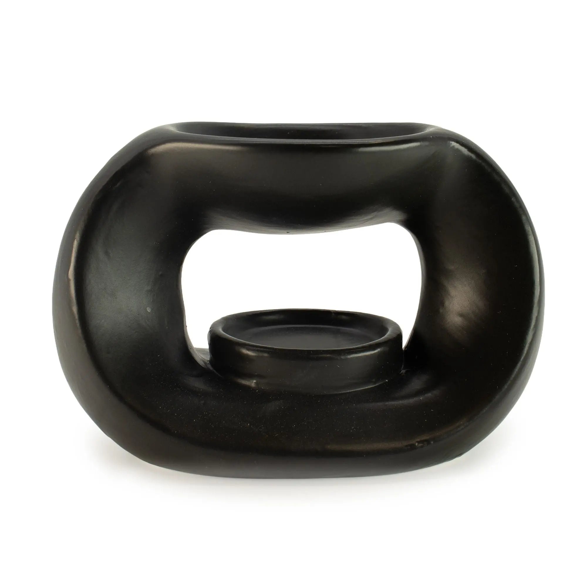  Pamperandpost Ceramic Zen Oil Burner - Oval Pebble  - Matt Black Ceramic Zen Oil Burners