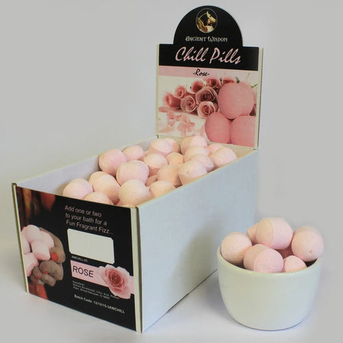  Pamperandpost 1.3Kg Box of Chill Pills (Mini Bath Bombs) - Rose Box of Chill Pills 1.3Kg