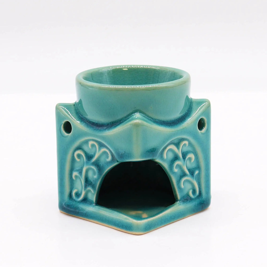  Pamperandpost Buddha Oil Burner – Square Buddha Burner in Soft Turquoise for Calm, Fresh Home Fragrance Classic Buddha Oil Burners