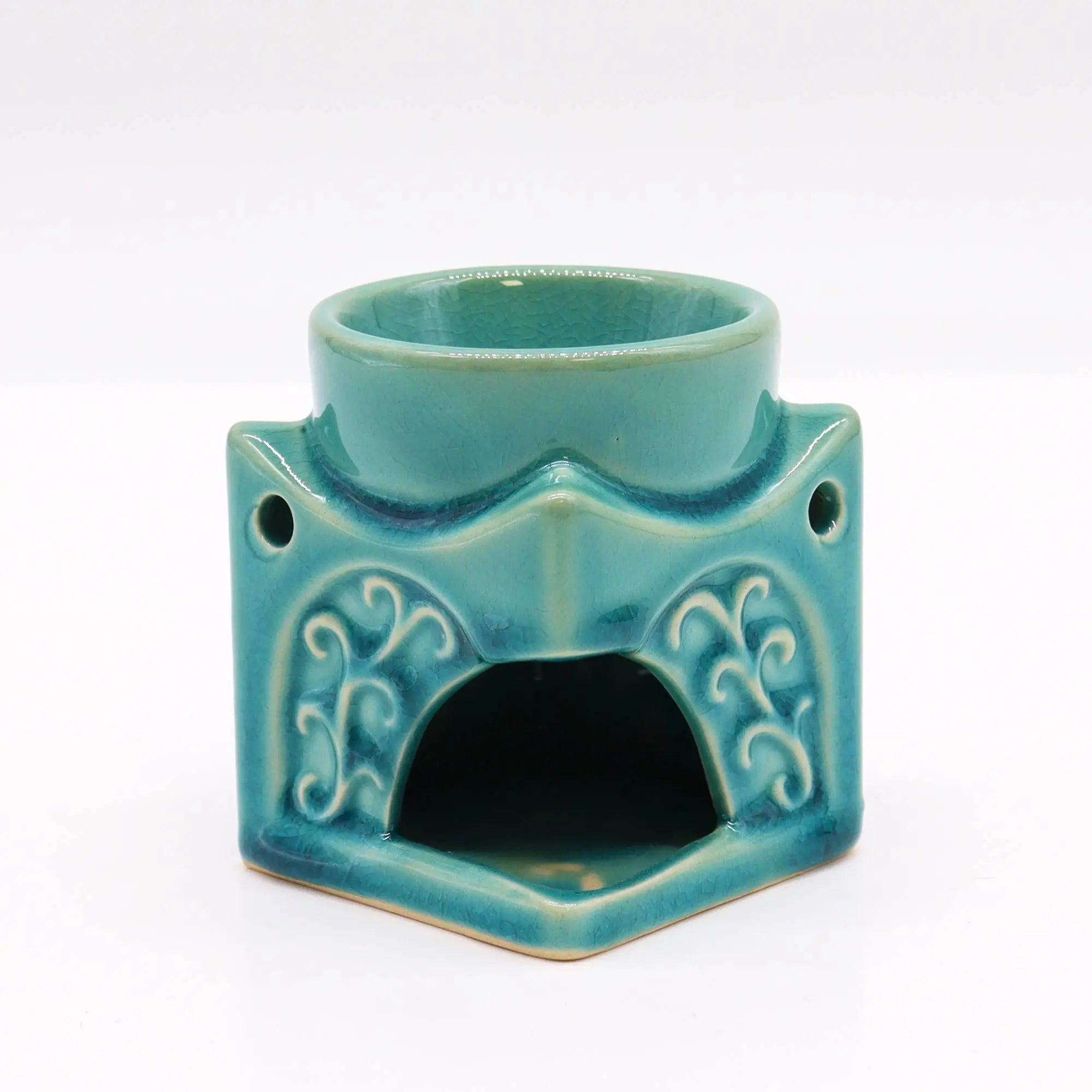  Pamperandpost Buddha Oil Burner – Square Buddha Burner in Soft Turquoise for Calm, Fresh Home Fragrance Classic Buddha Oil Burners