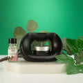  Pamperandpost Ceramic Zen Oil Burner - Oval Pebble  - Matt Black Ceramic Zen Oil Burners