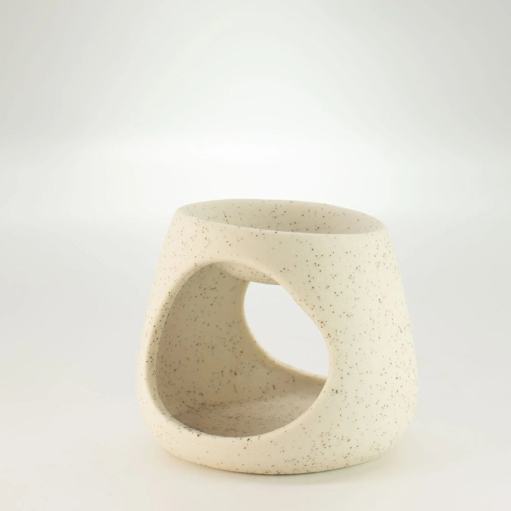  Pamperandpost Ceramic Zen Oil Burner - Round Pebble - Speckled Off-White Ceramic Zen Oil Burners