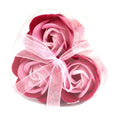  Pamperandpost Set of 3 Soap Flower Heart Box - Pink Roses Luxury Soap Flowers