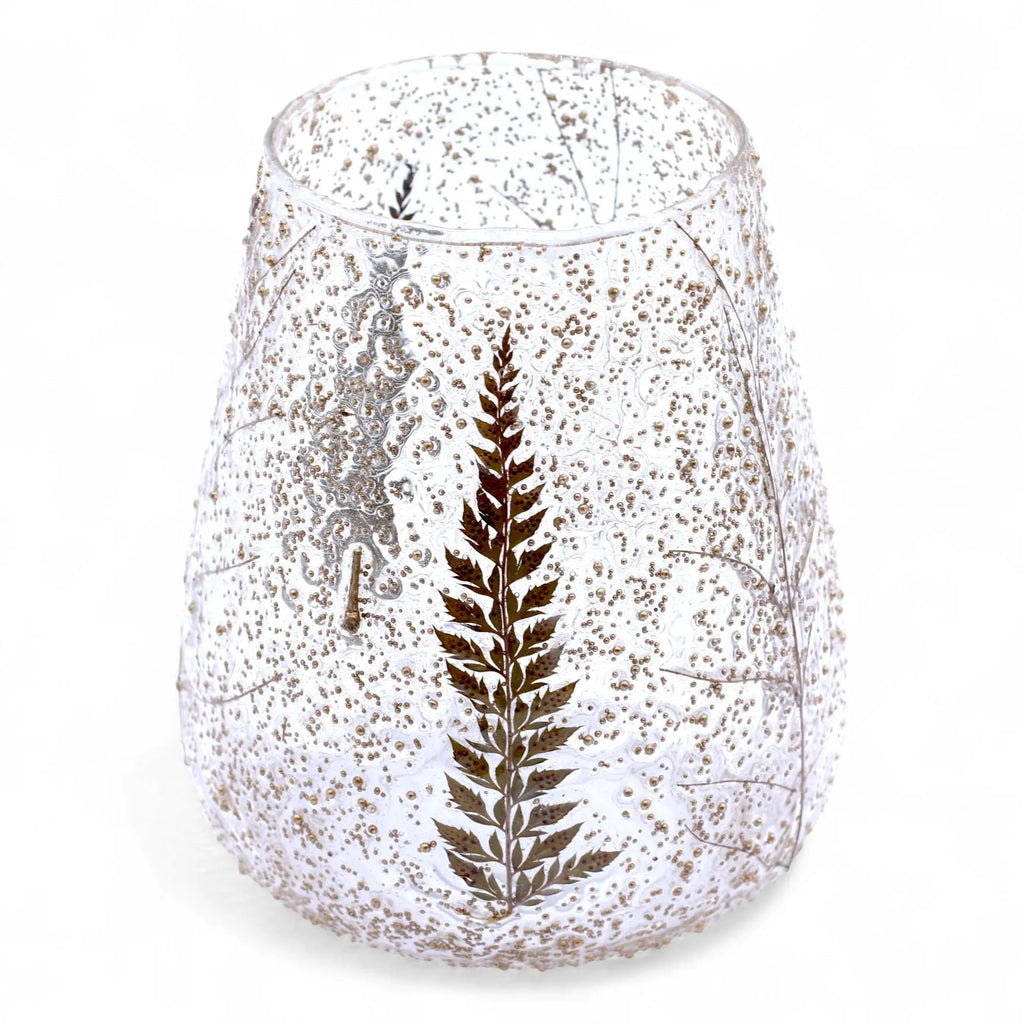  Pamperandpost Natural Floral Glass - Large Bowl Candle Holder - Pino - (15x12cm) Natural Floral Glass Candle Holders