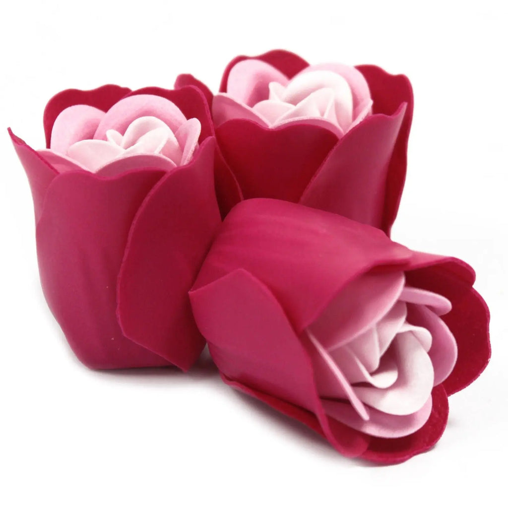 Pamperandpost Set of 3 Soap Flower Heart Box - Pink Roses Luxury Soap Flowers