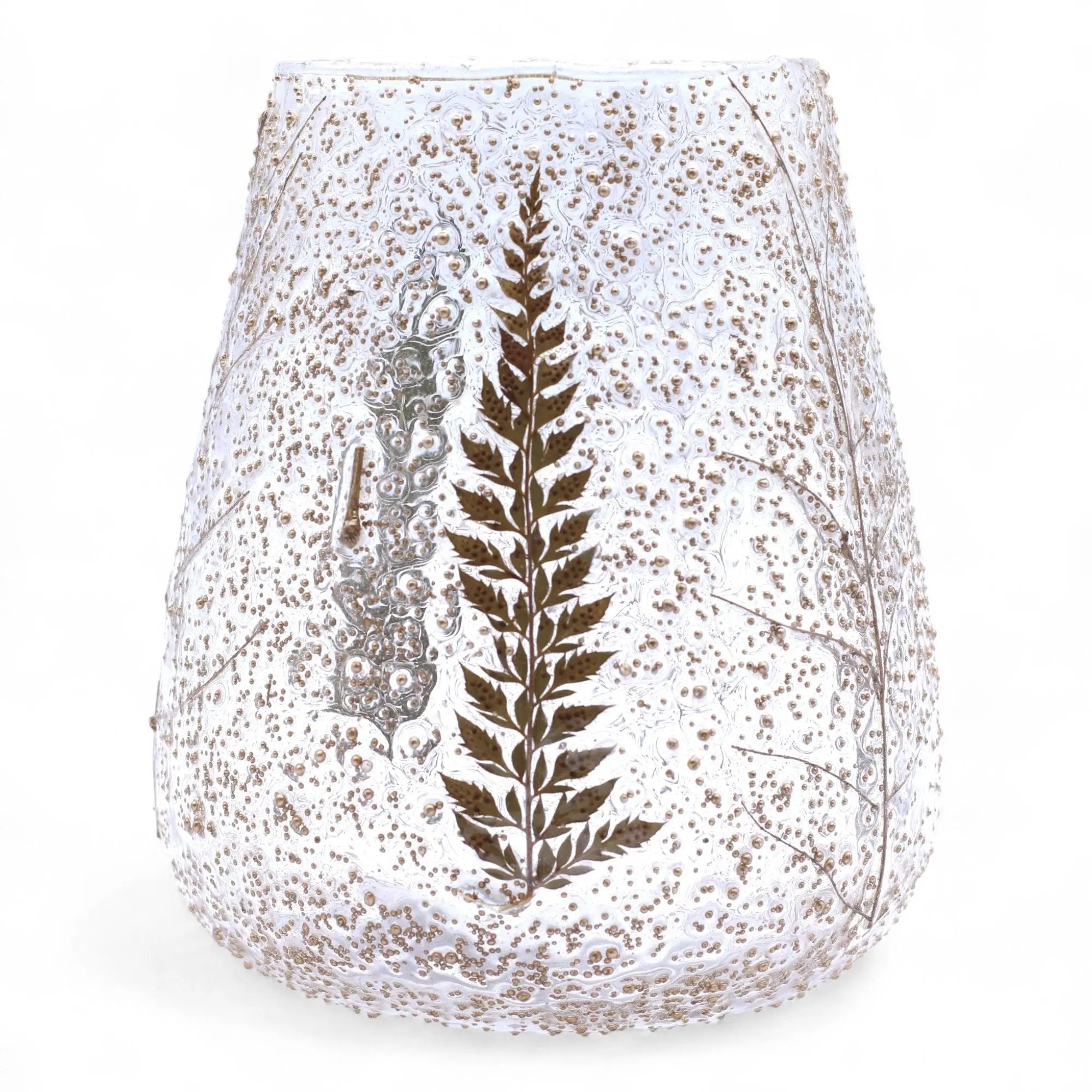  Pamperandpost Natural Floral Glass - Large Bowl Candle Holder - Pino - (15x12cm) Natural Floral Glass Candle Holders