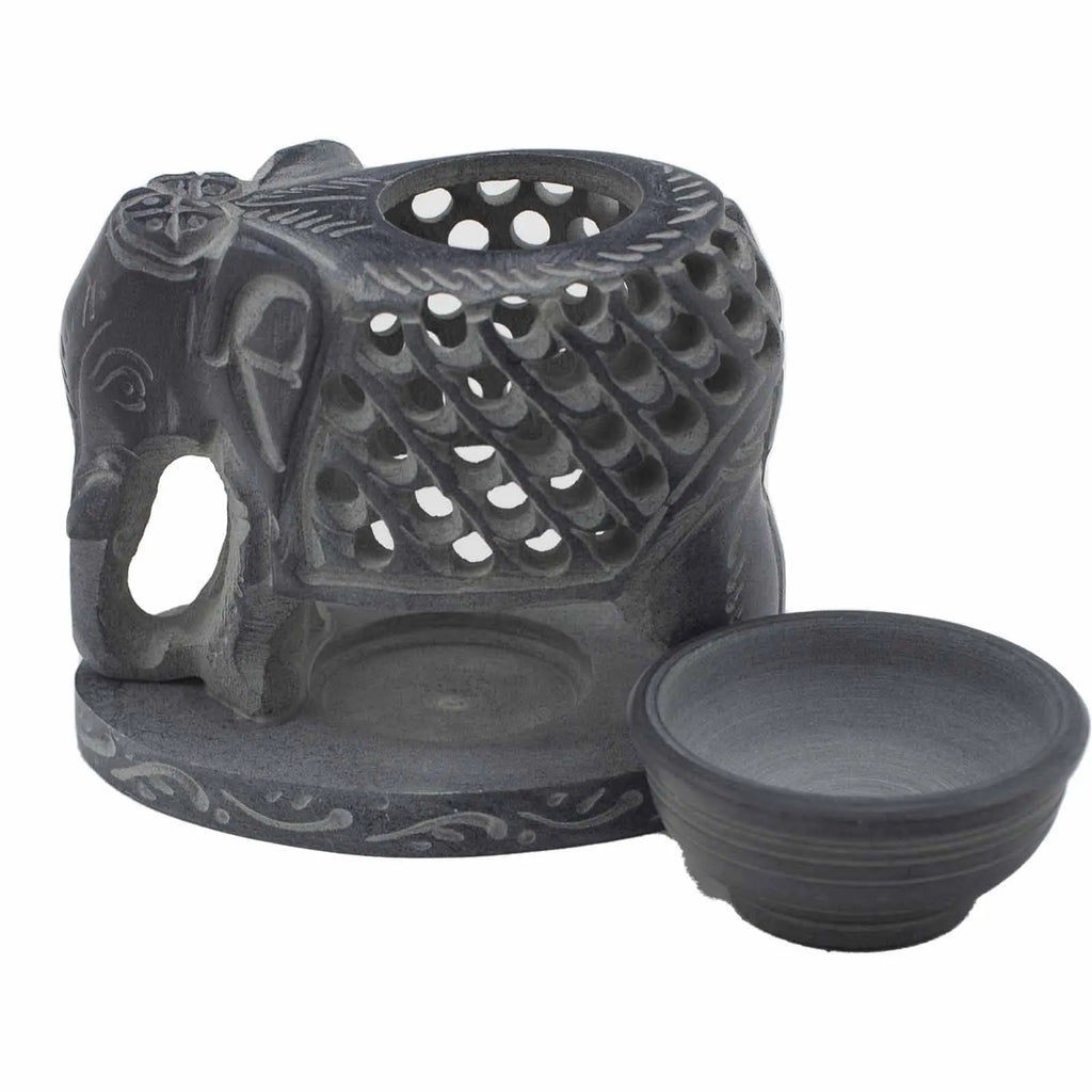  Pamperandpost Soapstone Oil Burner 10.5cm - Standing Elephant Soapstone Oil Burners