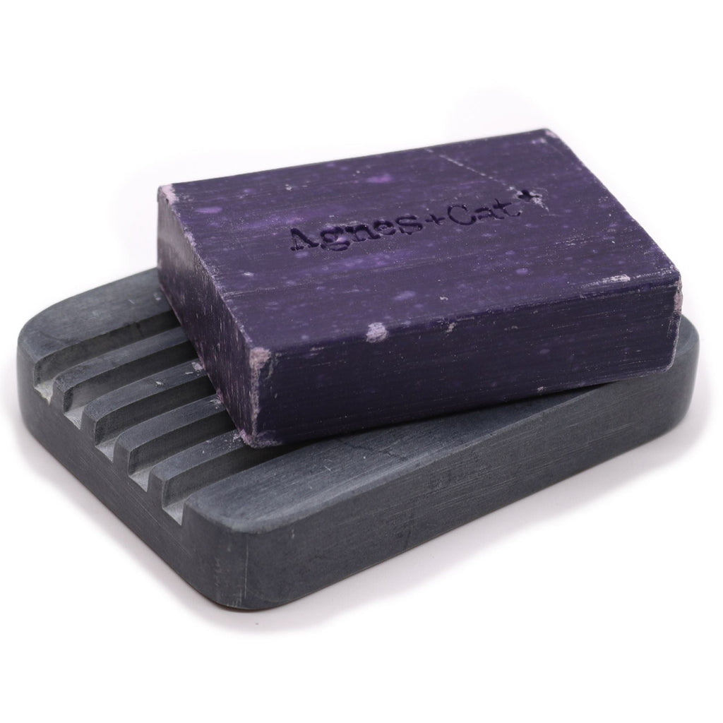 Pamperandpost Grey Soapstone Soap Dish 12x8.5cm - Heavey Ridges Stone Soap Dishes