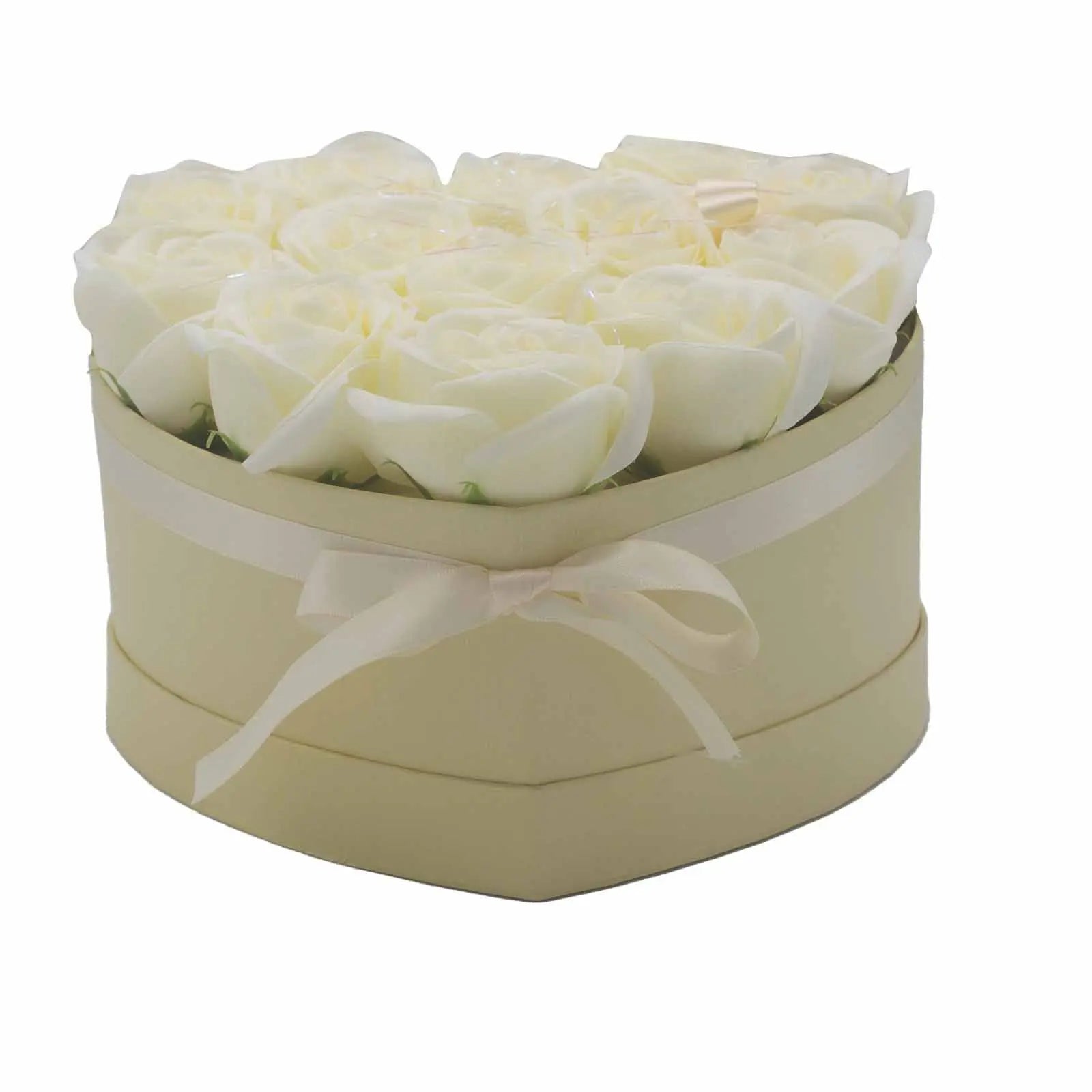 Pamperandpost Soap Flower Gift Bouquet - 13 Cream Roses - Heart