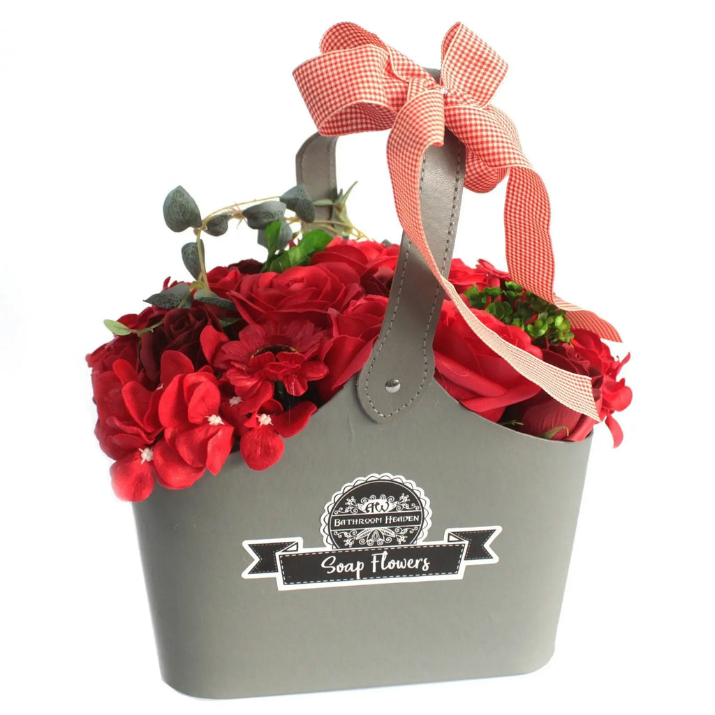Basket Soap Flower Bouquet - Red AW Dropship UK