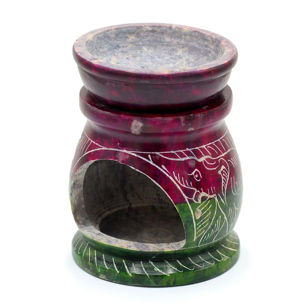  Pamperandpost Coloured Soapstone Oil Burner 8cm - Om & Elephant Soapstone Oil Burners