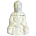  Pamperandpost White Sitting Buddha Oil Burner for Calm, Fragrant Home Atmosphere Classic Buddha Oil Burners