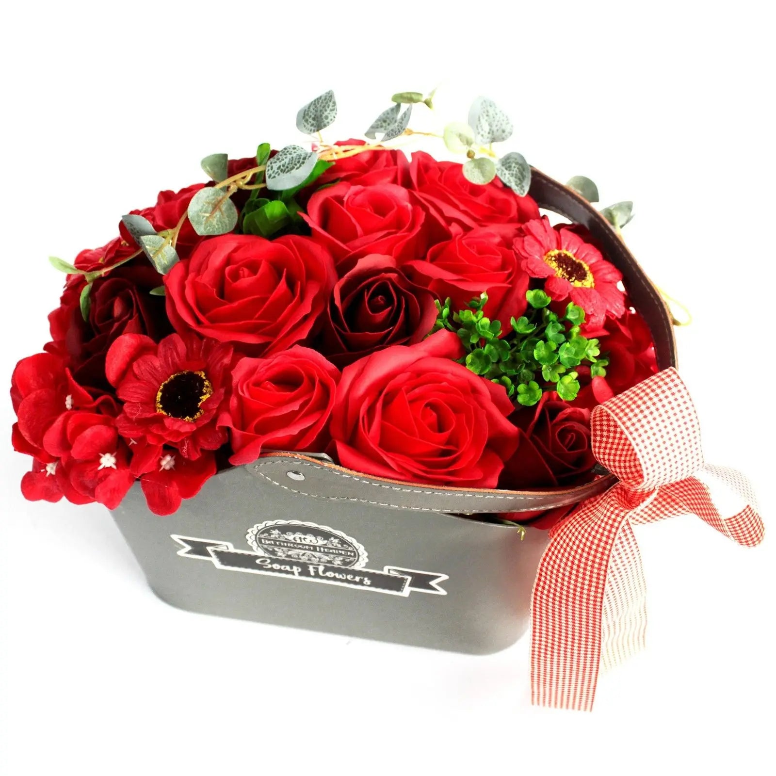Basket Soap Flower Bouquet - Red AW Dropship UK
