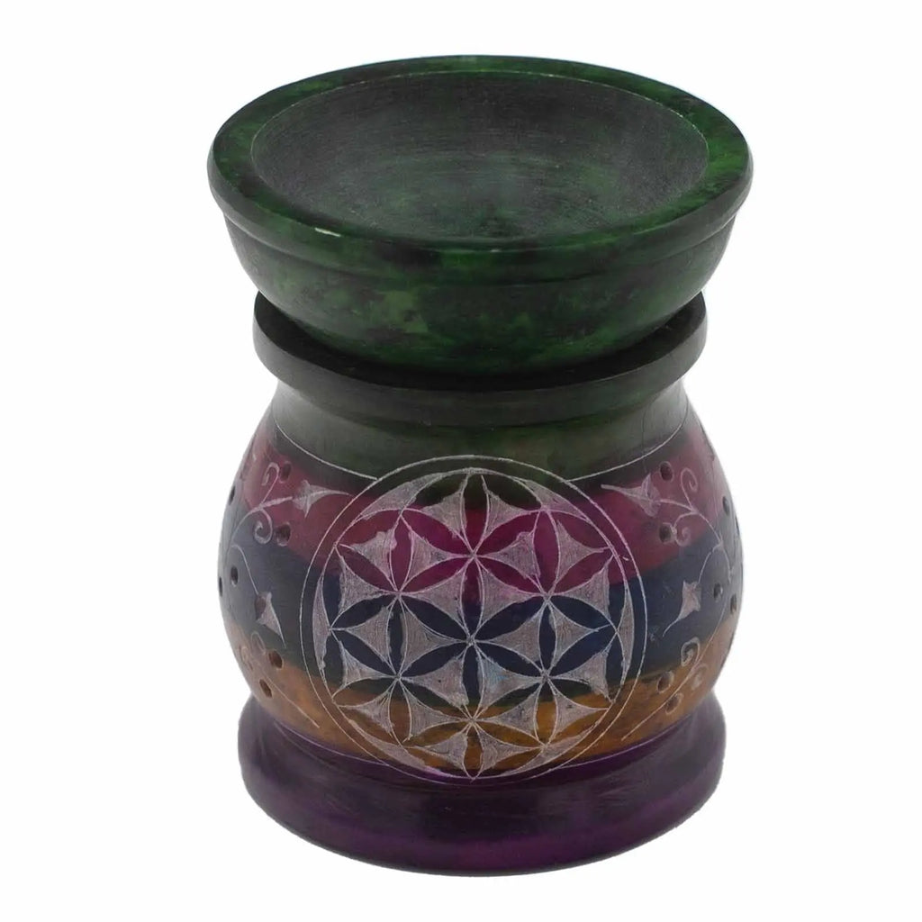  Pamperandpost Soapstone Oil Burner 10cm - Flower of Life - Five Colours Soapstone Oil Burners