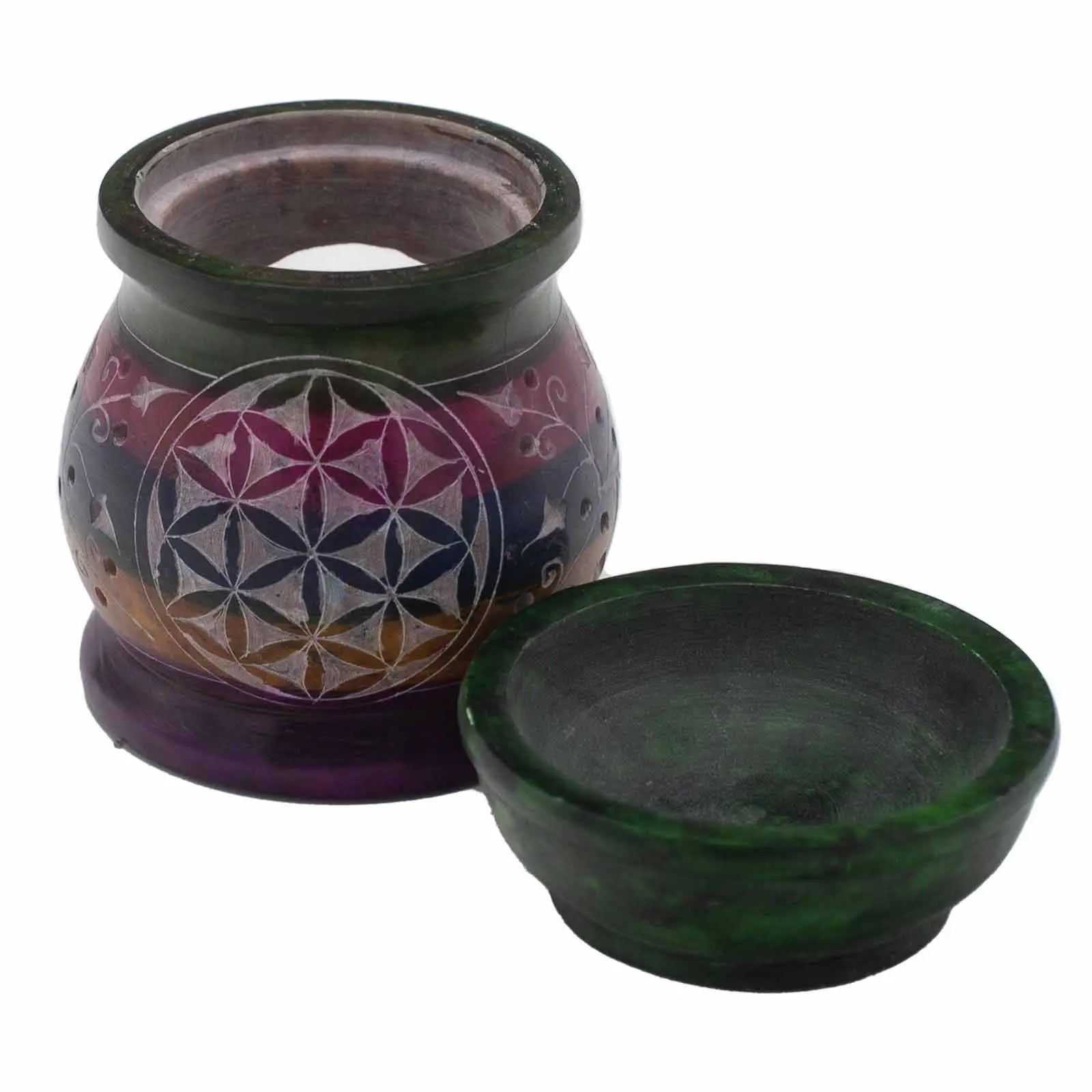  Pamperandpost Soapstone Oil Burner 10cm - Flower of Life - Five Colours Soapstone Oil Burners