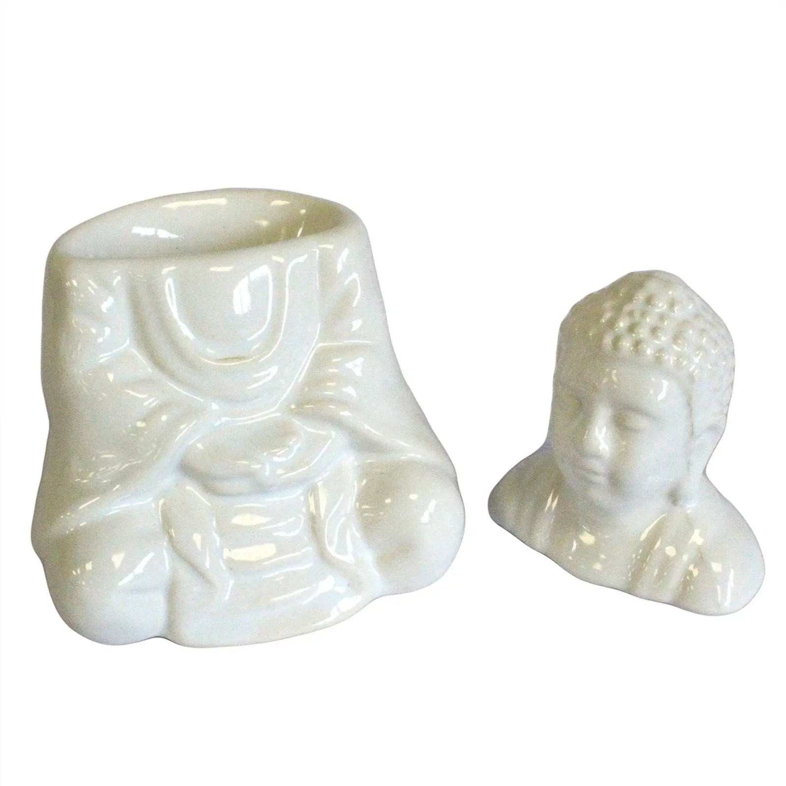  Pamperandpost White Sitting Buddha Oil Burner for Calm, Fragrant Home Atmosphere Classic Buddha Oil Burners