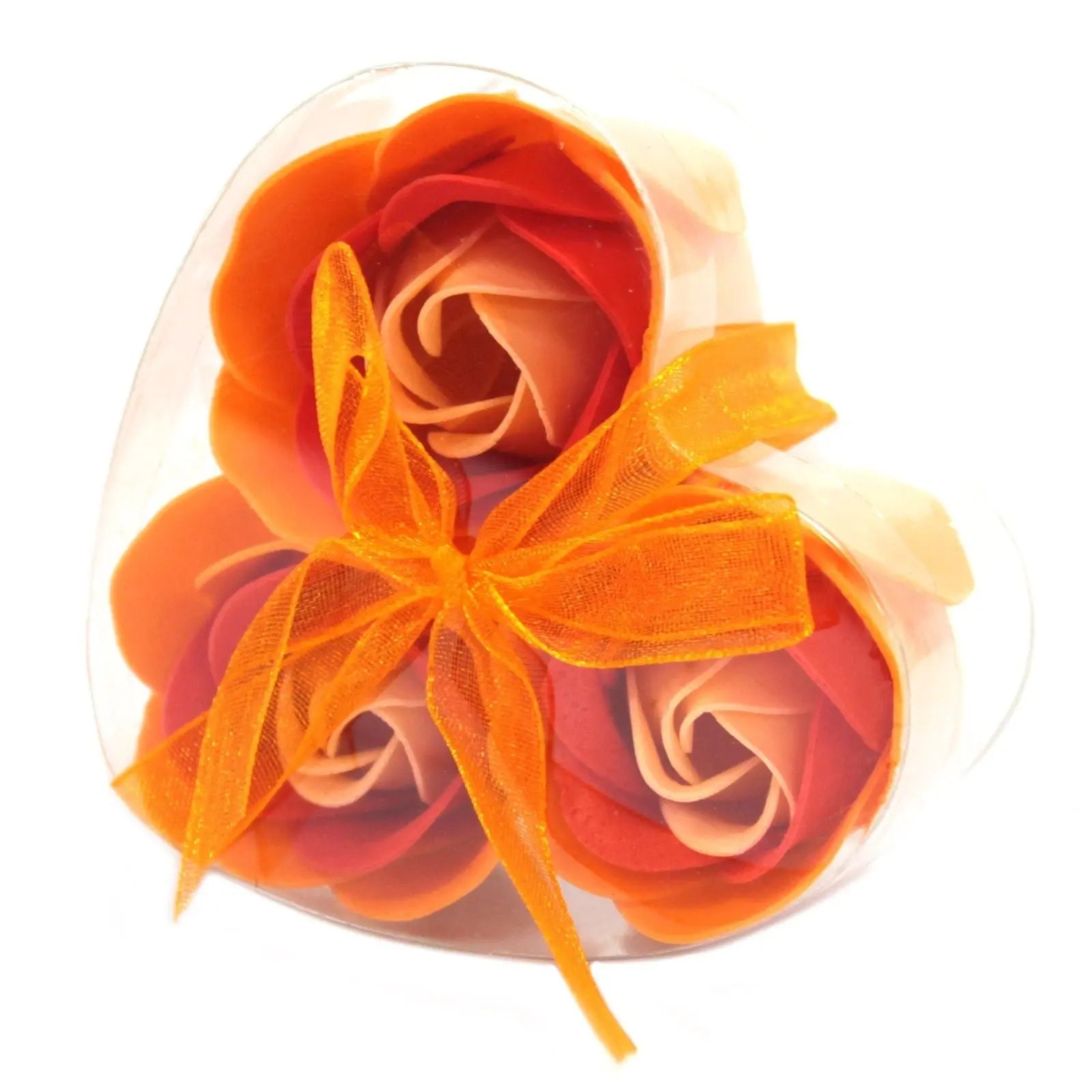  Pamperandpost Set of 3 Soap Flower Heart Box - Peach Roses Luxury Soap Flowers