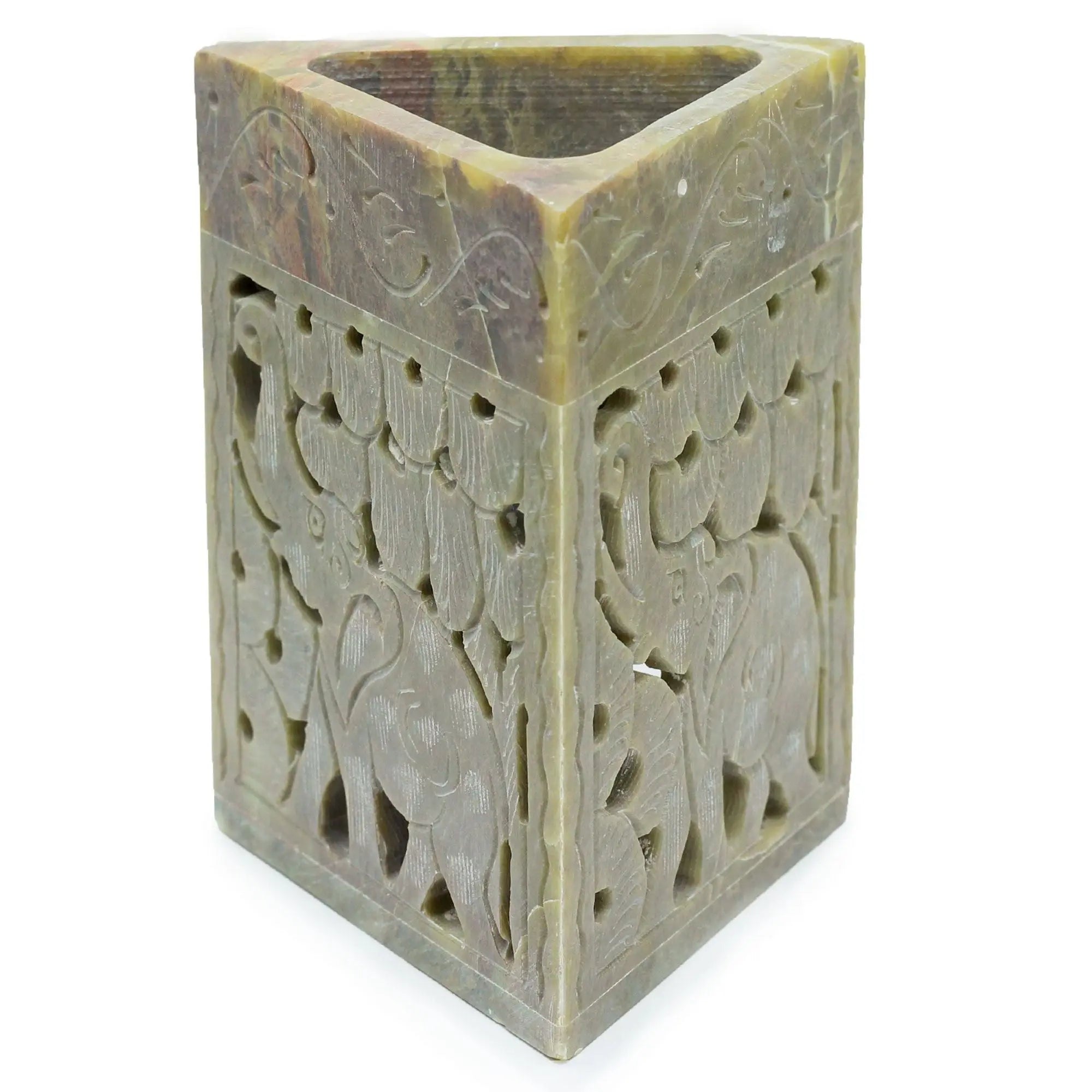  Pamperandpost Soapstone Oil Burner – Triangle Elephant Design (11×9cm) | Hand‑Carved Natural Stone Burner Soapstone Oil Burners