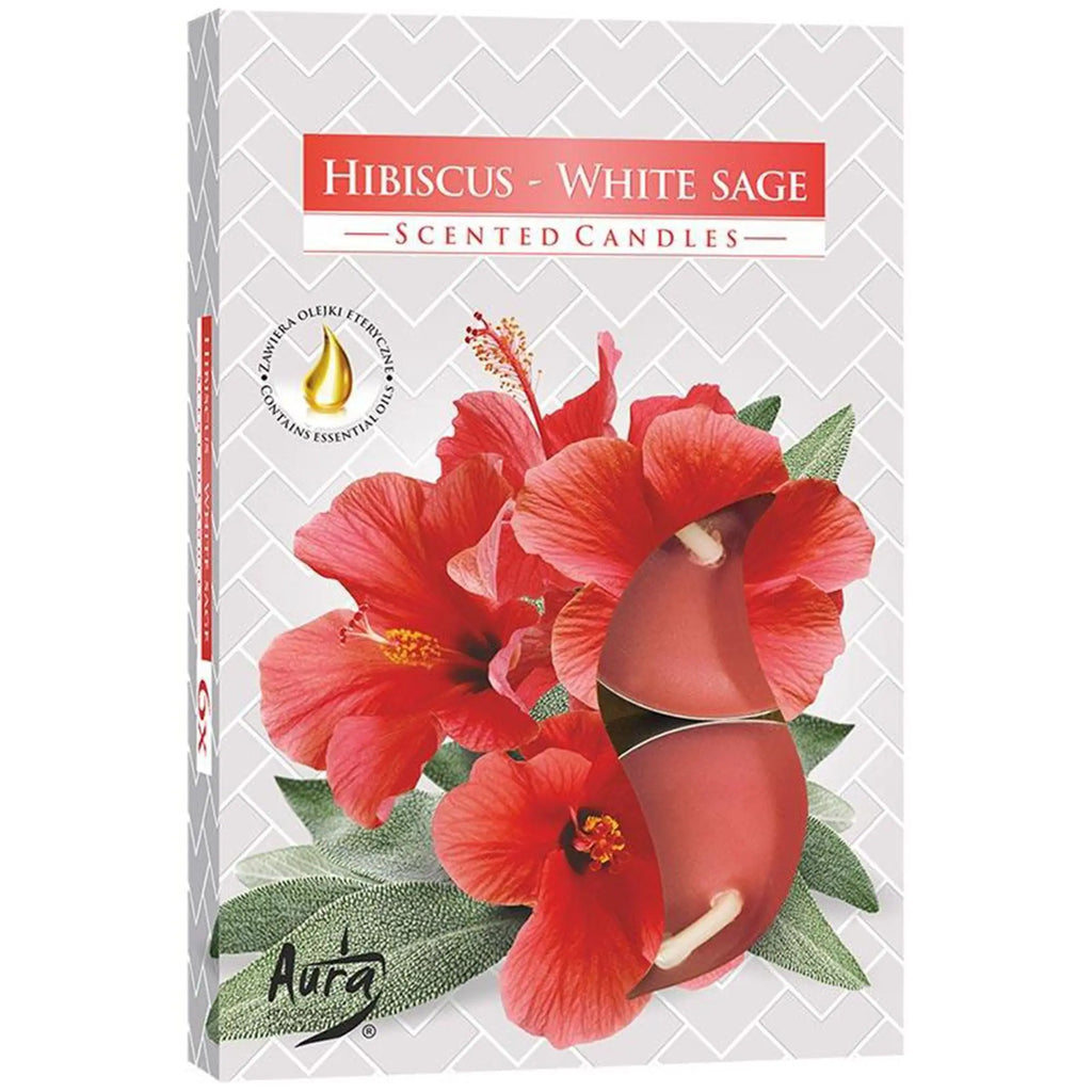 Set of 6 Scented Tealights - Hibiscus & White Sage AW Dropship UK