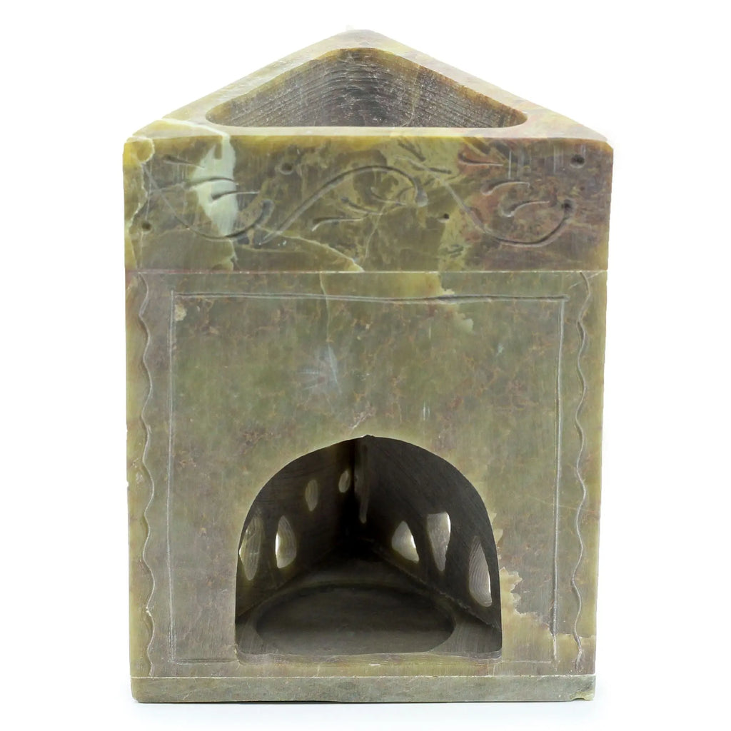  Pamperandpost Soapstone Oil Burner – Triangle Elephant Design (11×9cm) | Hand‑Carved Natural Stone Burner Soapstone Oil Burners