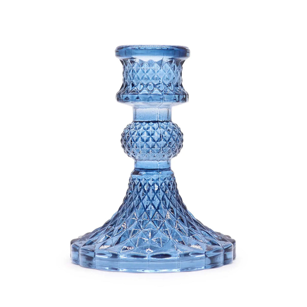  Pamperandpost Vintage Dinner Candle Holder - Royal Blue Glass Candle Holders & Jars