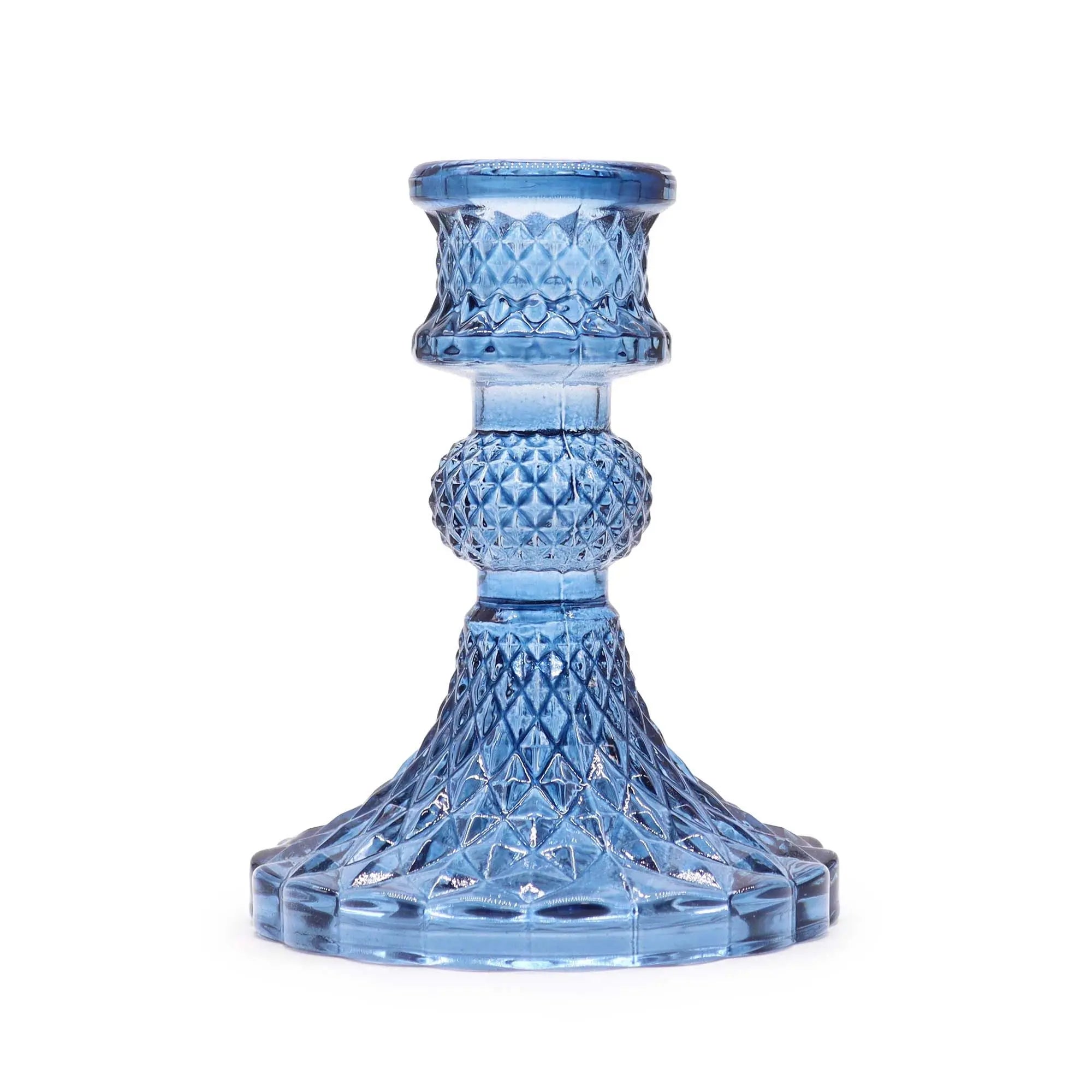  Pamperandpost Vintage Dinner Candle Holder - Royal Blue Glass Candle Holders & Jars