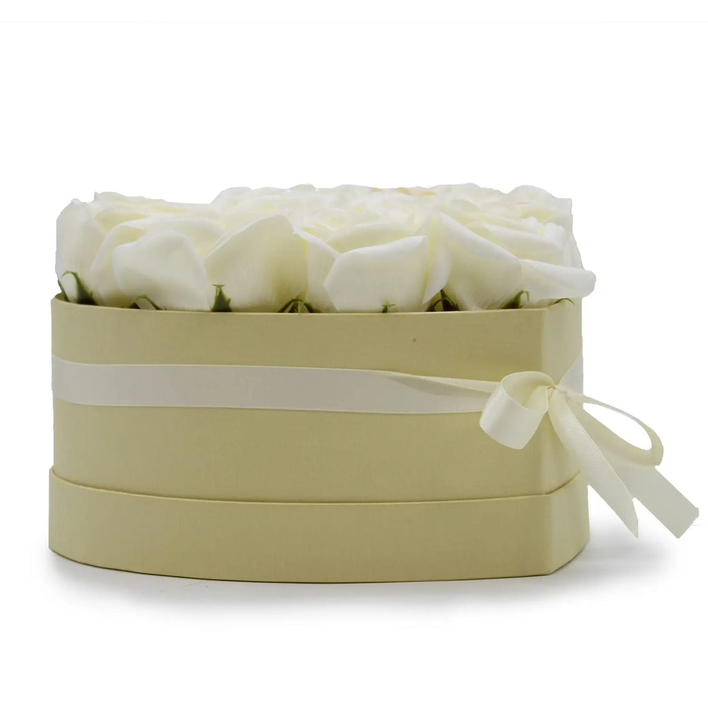 Pamperandpost Soap Flower Gift Bouquet - 13 Cream Roses - Heart