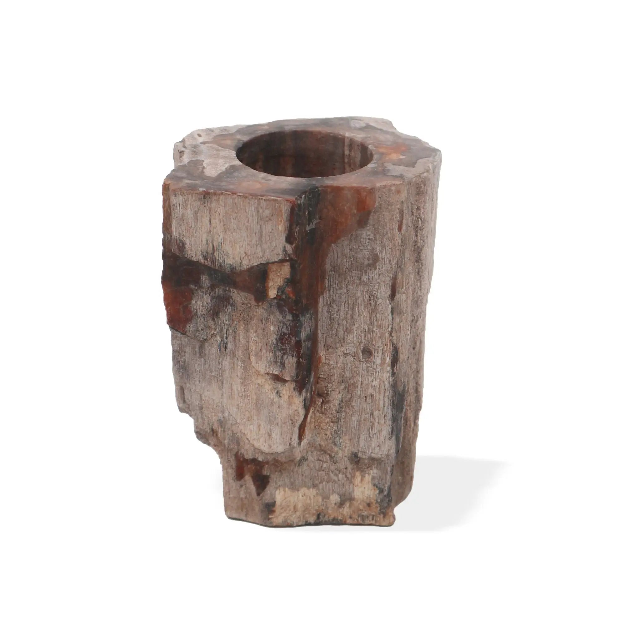  Pamperandpost Petrified Wood Candle Holder - Single Tall Petrified Wood Candle Holder