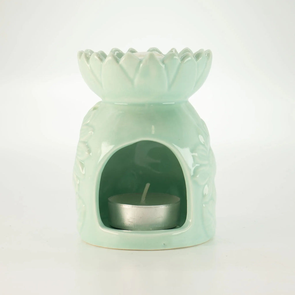  Pamperandpost Ceramic Sunflower Oil Burner - Pastel Green Ceramic Zen Oil Burners