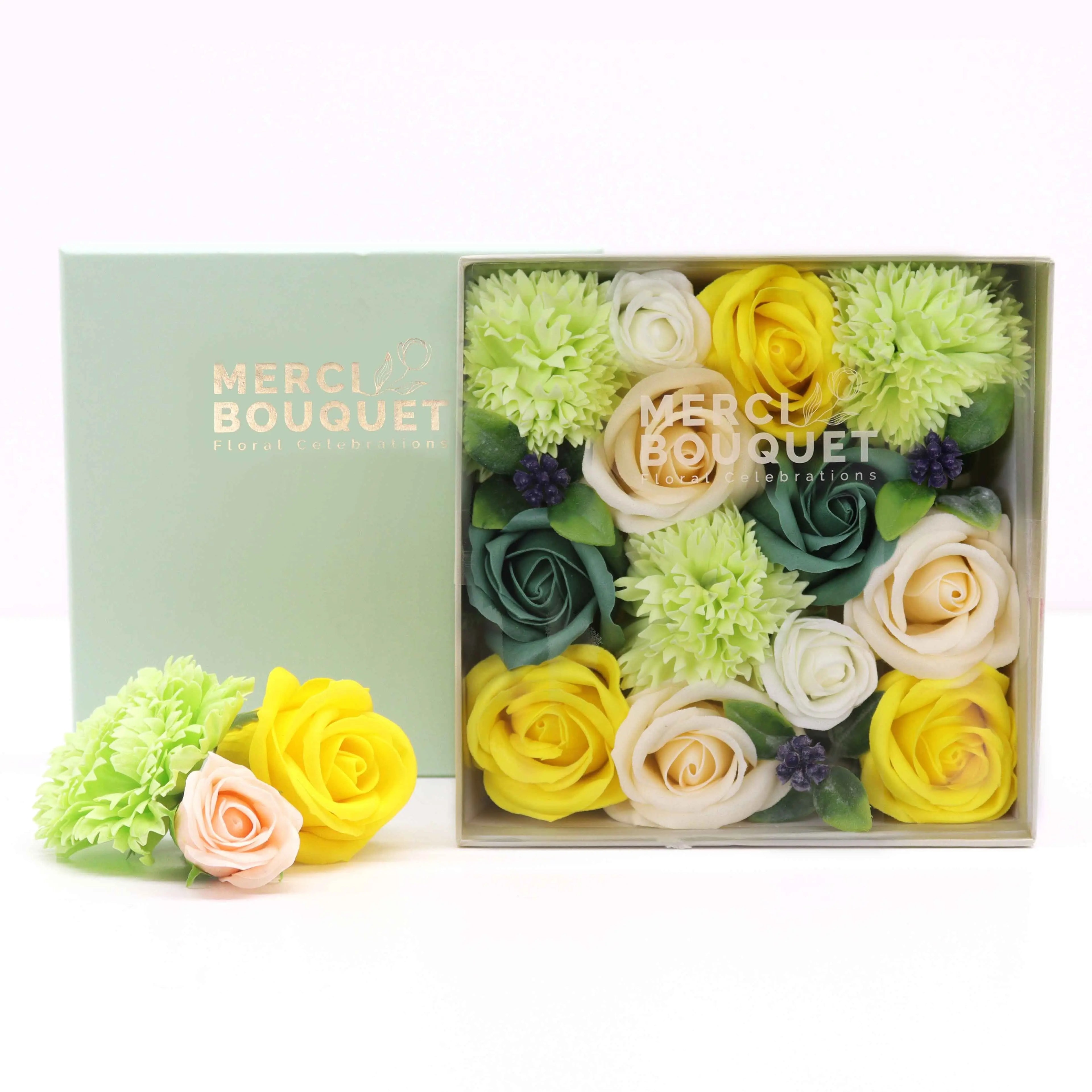 Pamperandpost Square Box - Spring Celibrations - Yellow & Greens