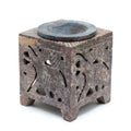  Pamperandpost Soapstone Oil Burner – Square Elephant Design (10×7.5cm) for Natural, Hand‑Carved Home Fragrance Soapstone Oil Burners