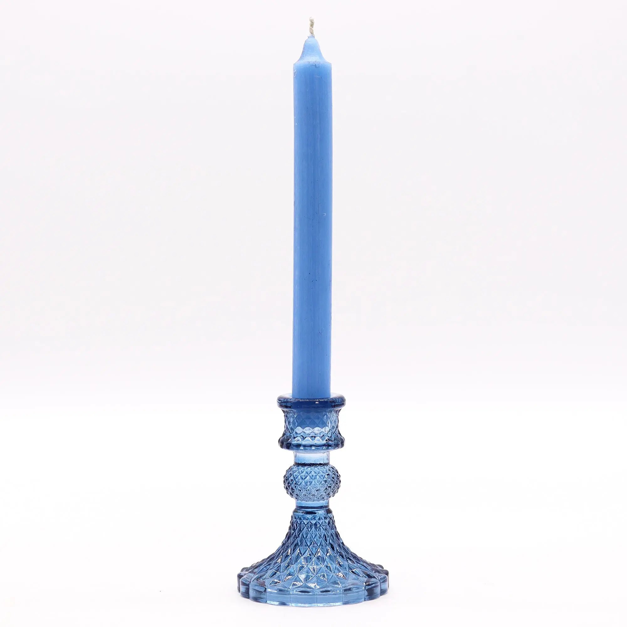  Pamperandpost Vintage Dinner Candle Holder - Royal Blue Glass Candle Holders & Jars