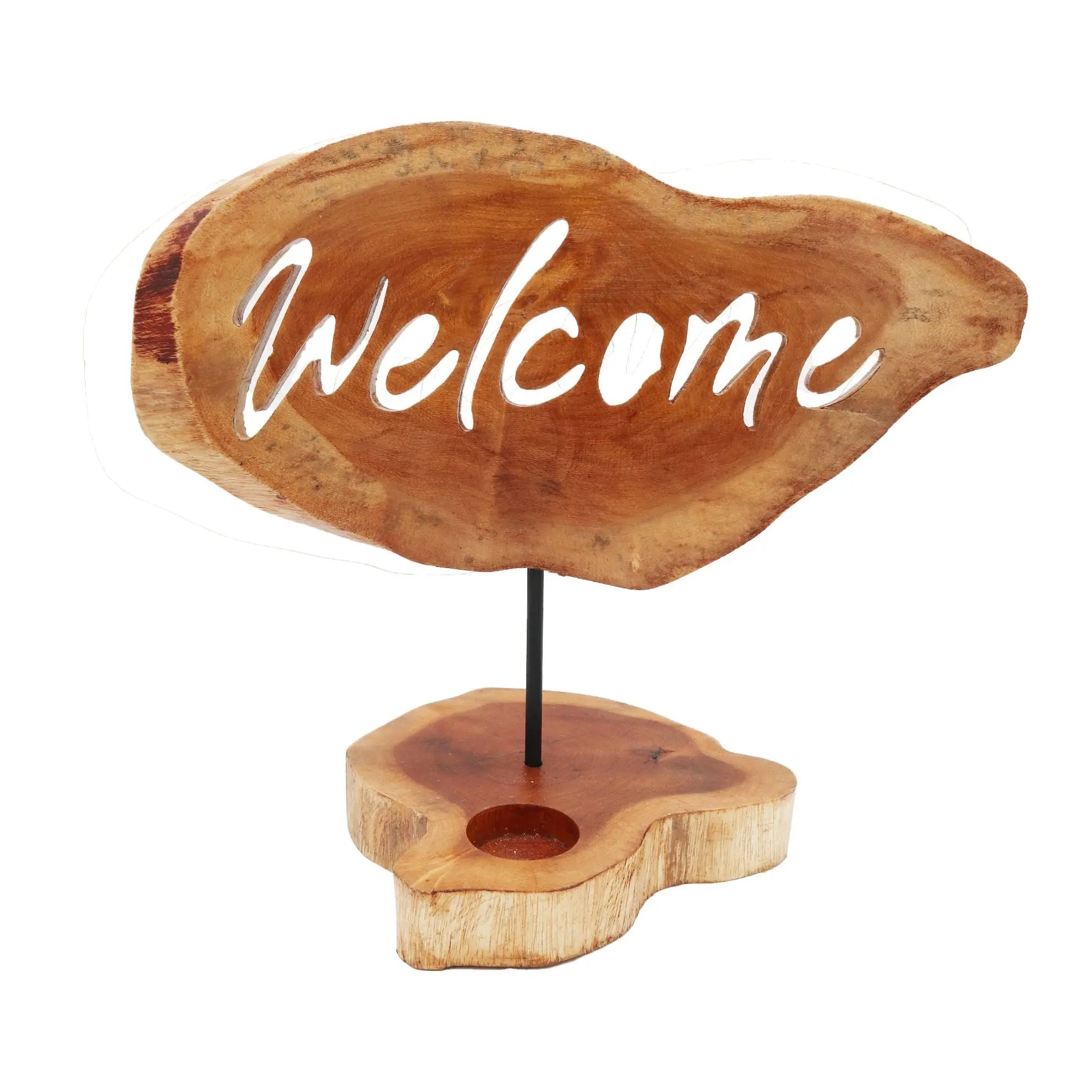 Pamperandpost Candle Holder Sign - Welcome