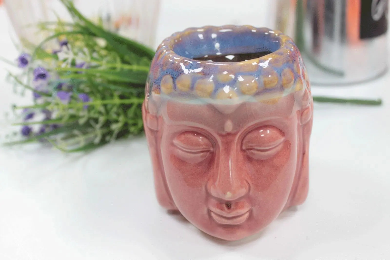 Pamperandpost Rose & Teal Buddha Oil Burner for Relaxing Home Fragrance Classic Buddha Oil Burners