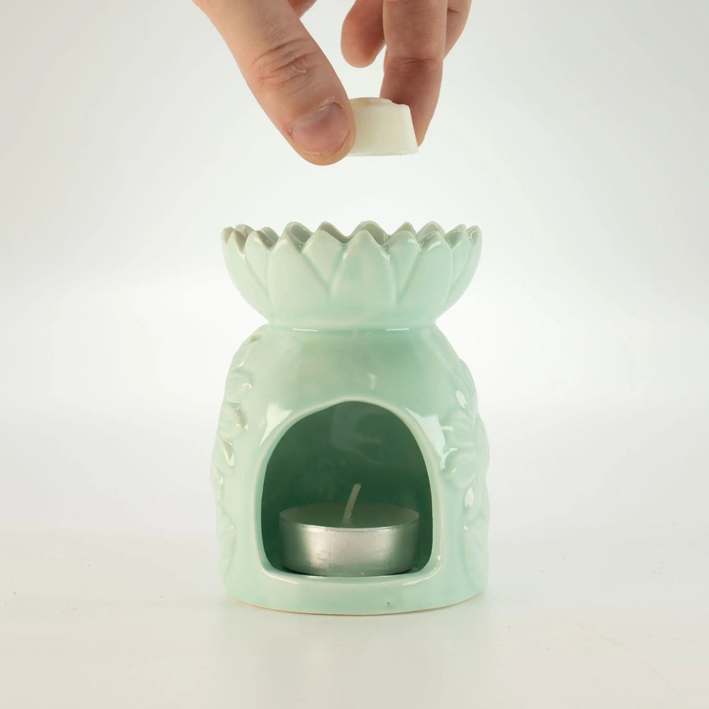  Pamperandpost Ceramic Sunflower Oil Burner - Pastel Green Ceramic Zen Oil Burners